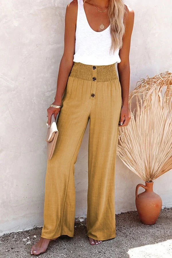 Hoge taille elastische broek dames ideaal voor alle seizoenen