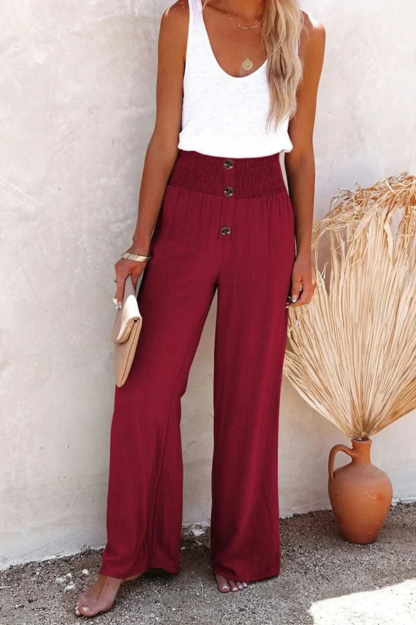 Hoge taille elastische broek dames ideaal voor alle seizoenen