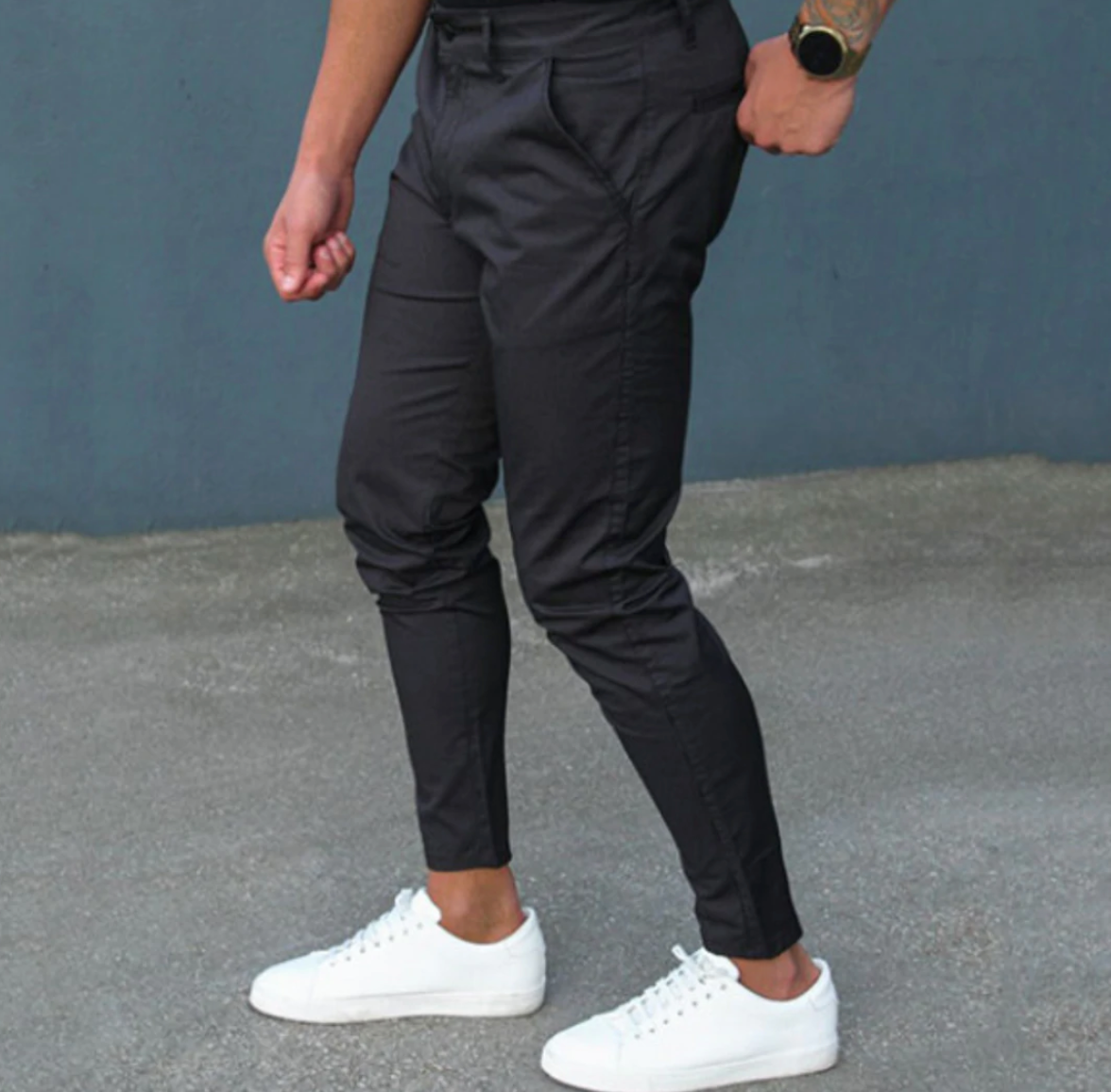 Luca™ Hoge Taille Slim Fit Broek van Stevige en Onderhoudsvriendelijke Stof