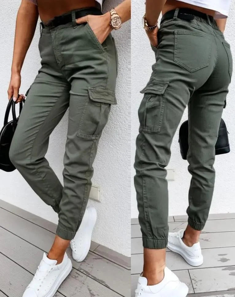Hoge Taille Cargo-Hose Met Conisch Been Voor Dames Lente Zomer