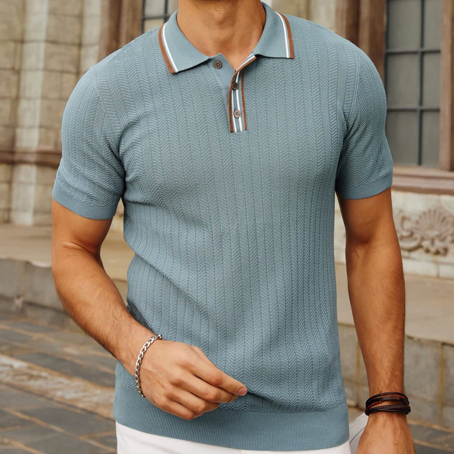 Joost™ - Trendy Geribbelde Polo Shirt