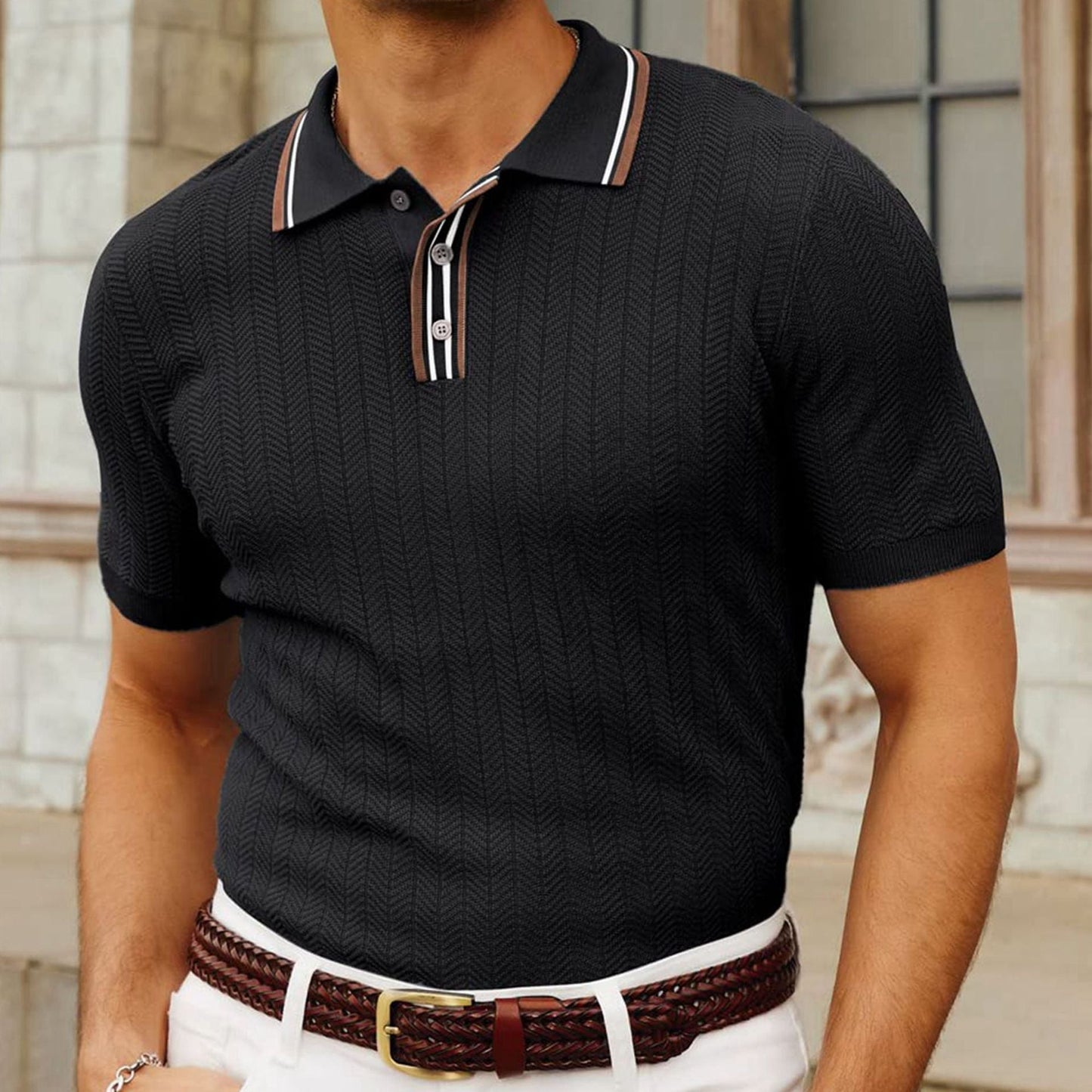 Joost™ - Trendy Geribbelde Polo Shirt