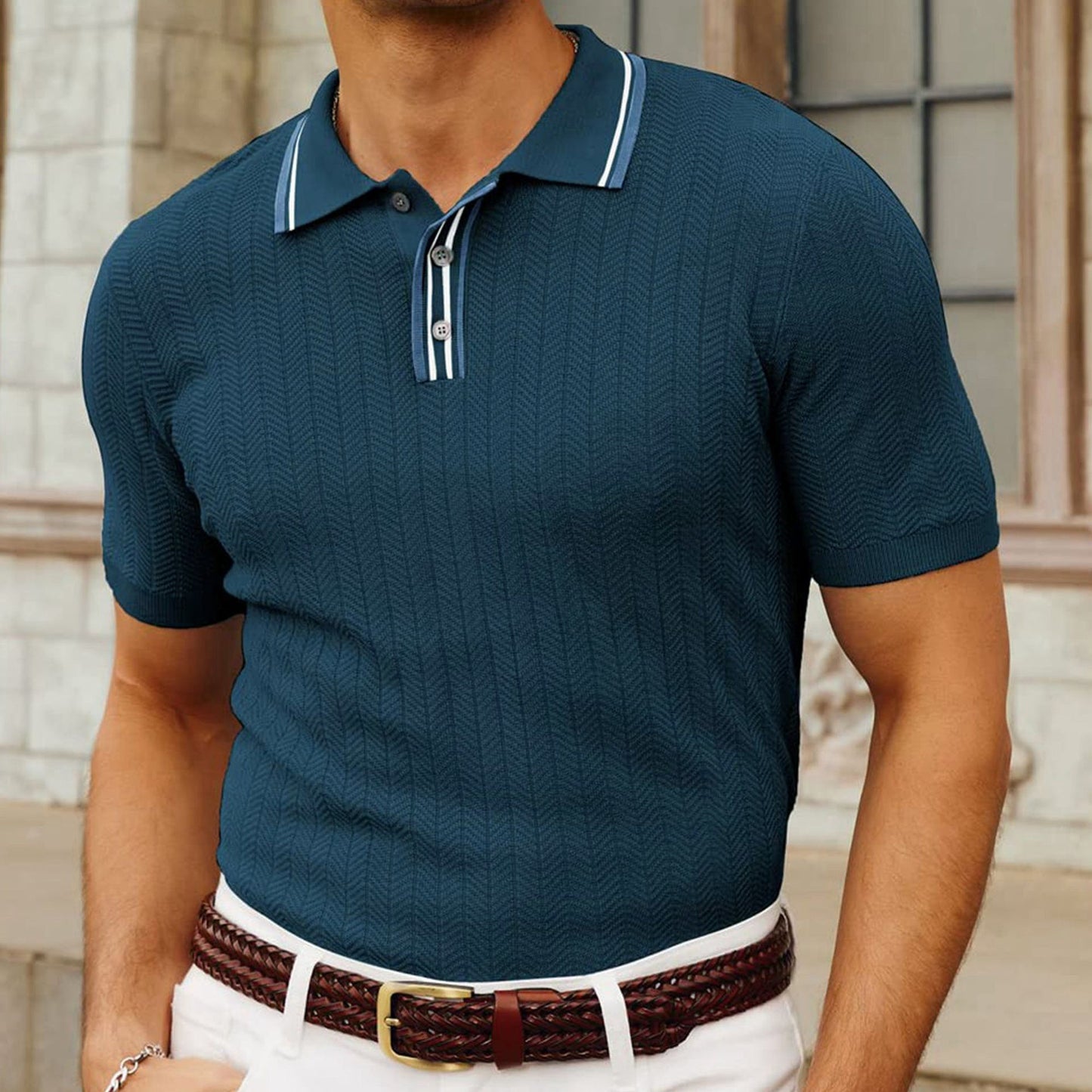 Joost™ - Trendy Geribbelde Polo Shirt