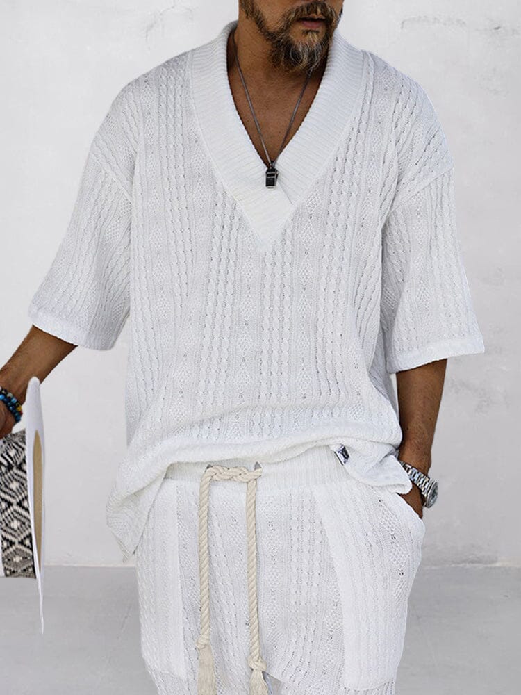 Adam™ Stijlvolle Gebreide Heren Shirt Ensemble