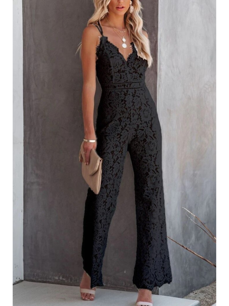 Jumpsuit met V-Hals en Kant Rug Ideaal voor Zomer