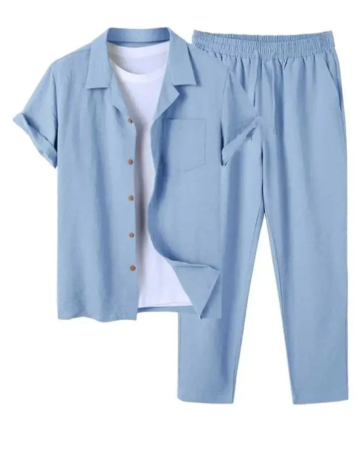 Caleb™ Heren Casual Shirt en Shorts Set