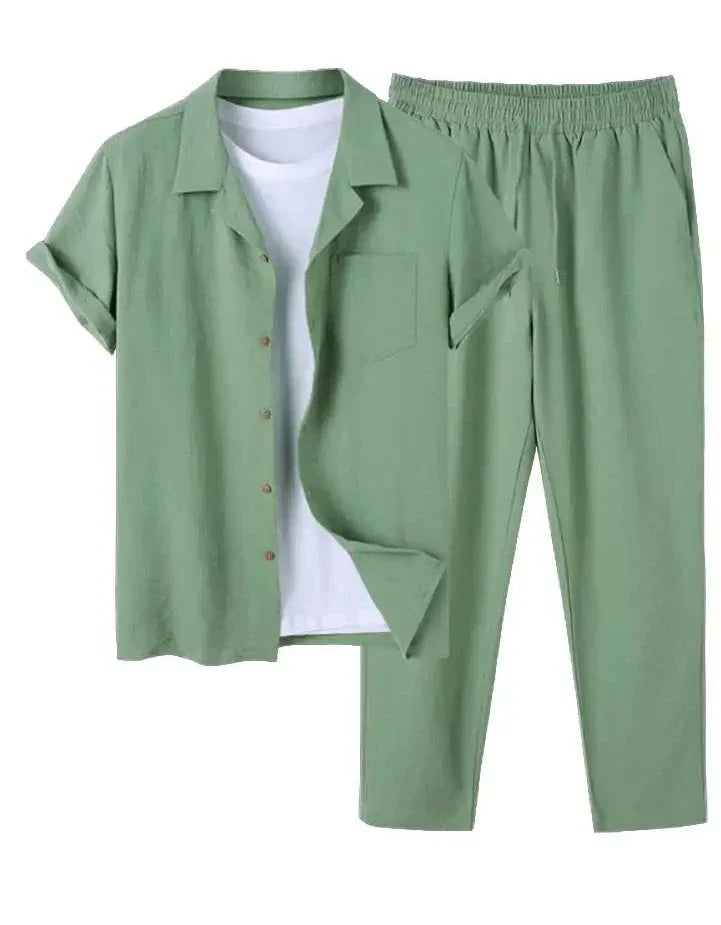 Caleb™ Heren Casual Shirt en Shorts Set
