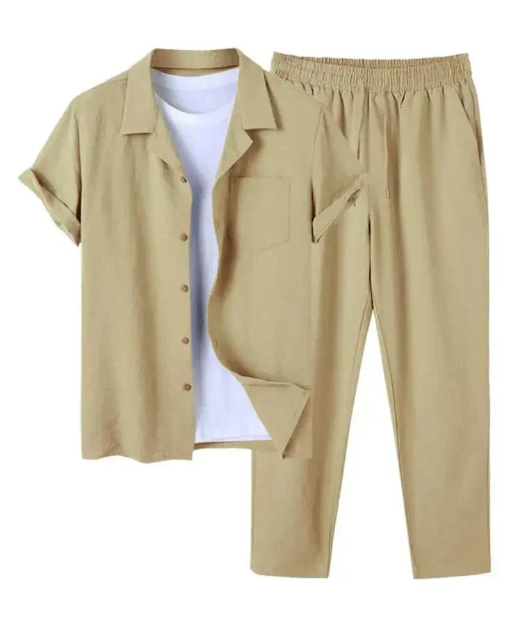 Caleb™ Heren Casual Shirt en Shorts Set