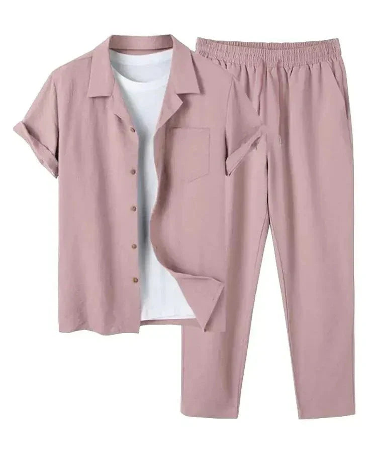 Caleb™ Heren Casual Shirt en Shorts Set