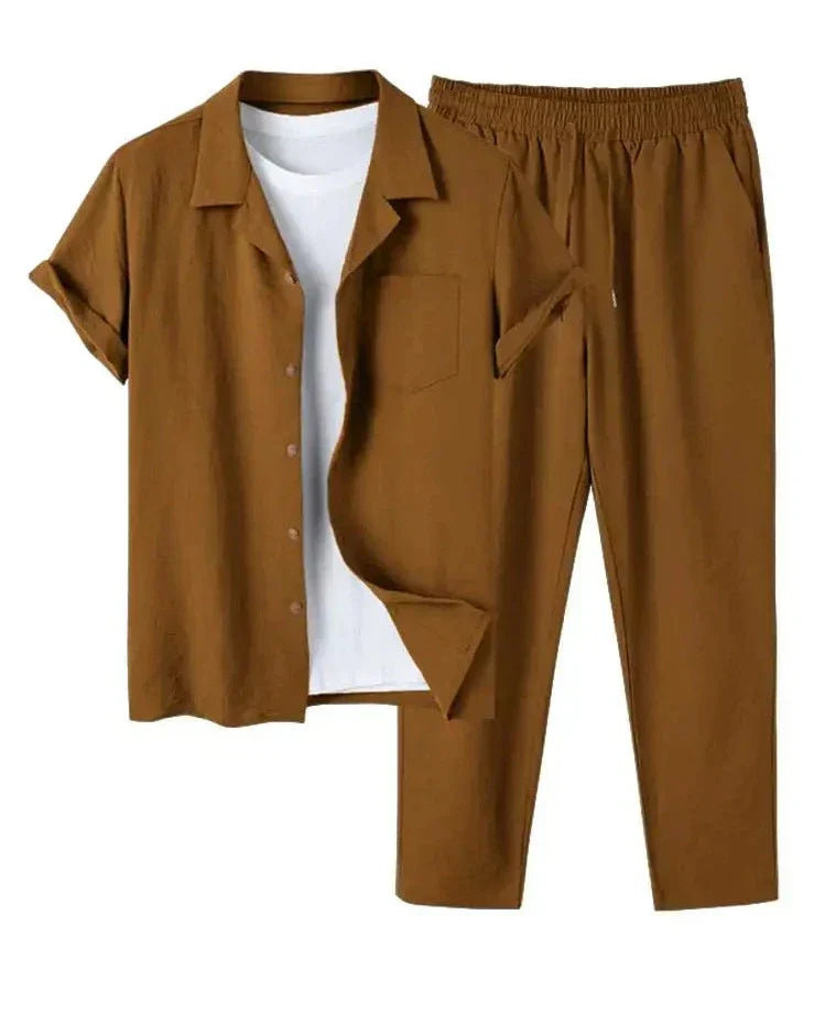 Caleb™ Heren Casual Shirt en Shorts Set