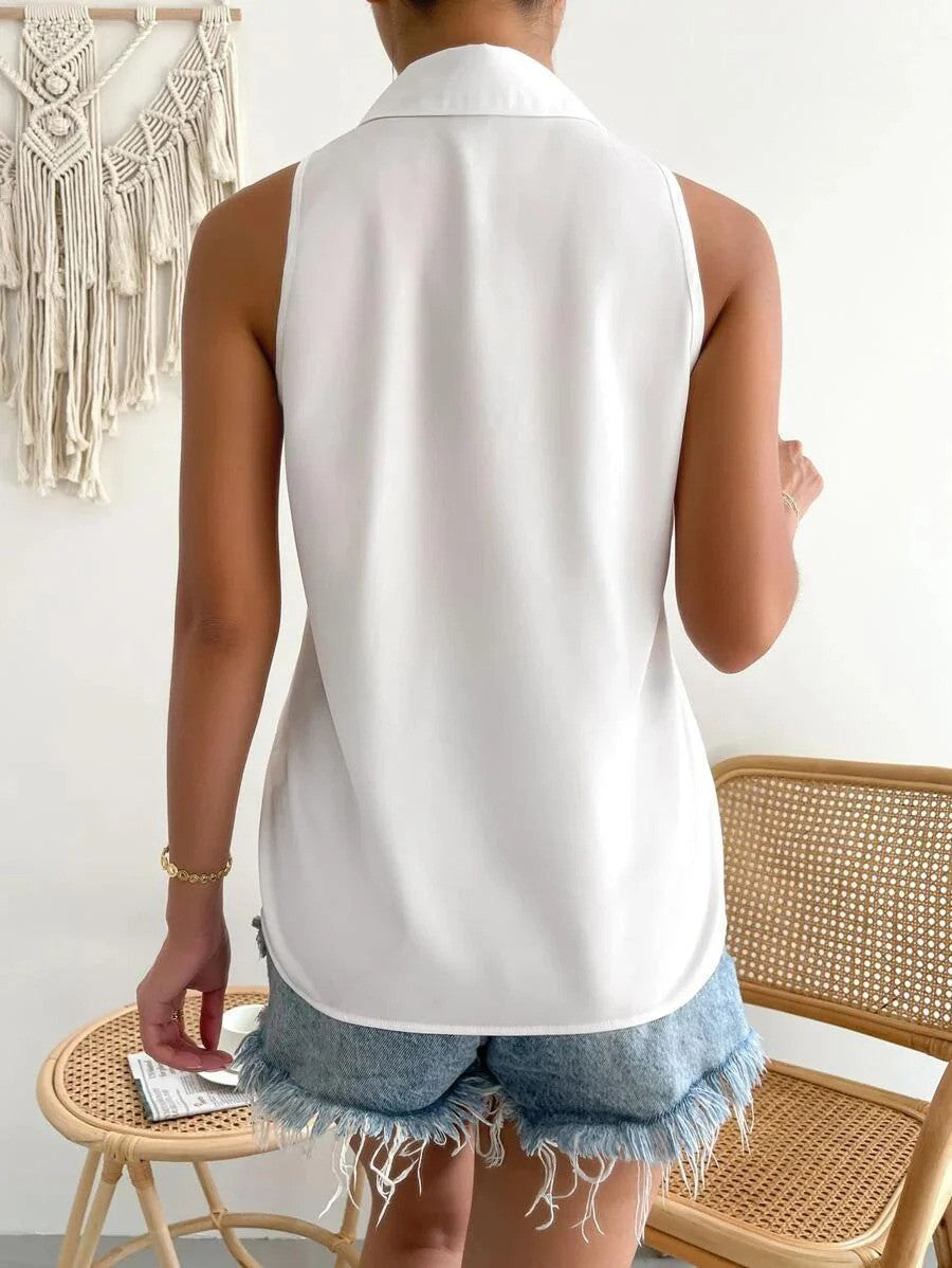 Veelzijdige Mouwloze Blouse met Kraag