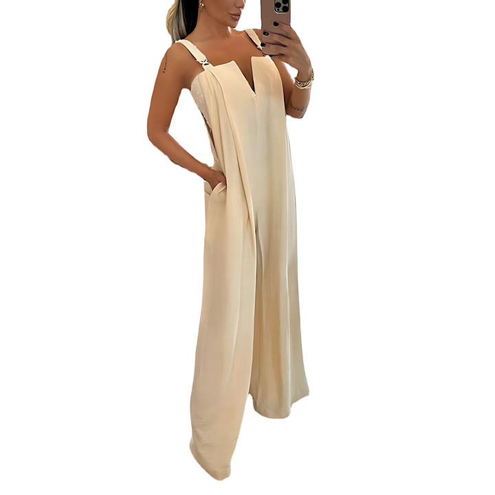 Zomer Jumpsuit met Wijde Pijpen en Praktische Zijzakken