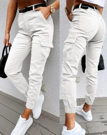 Hoge Taille Cargo-Hose Met Conisch Been Voor Dames Lente Zomer