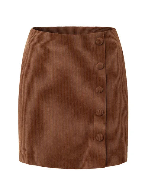 Cordrok Met Hoge Taille En Achter Split Herfst Winter