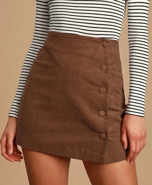 Cordrok Met Hoge Taille En Achter Split Herfst Winter