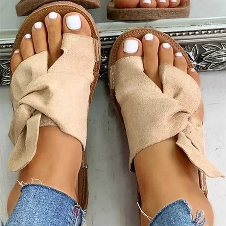 Lente Zomer Flat Sandalen met Sluiting en Knoopdetail