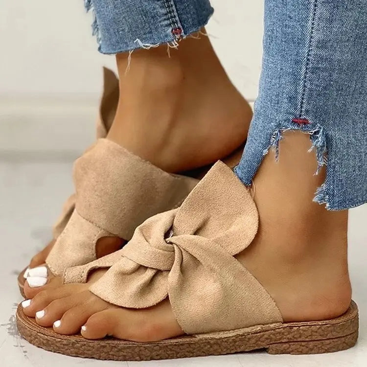 Lente Zomer Flat Sandalen met Sluiting en Knoopdetail