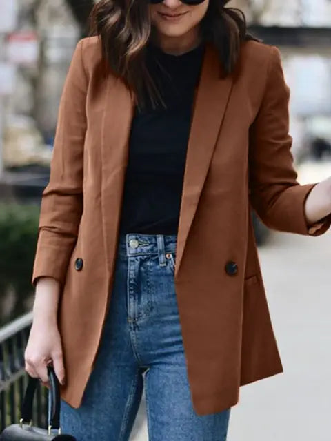 Lente Blazer met Klassiek Kraag en Strak Revers