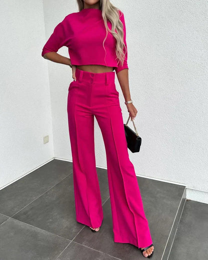 Hooggetailleerde Broek met Elegante Blouse
