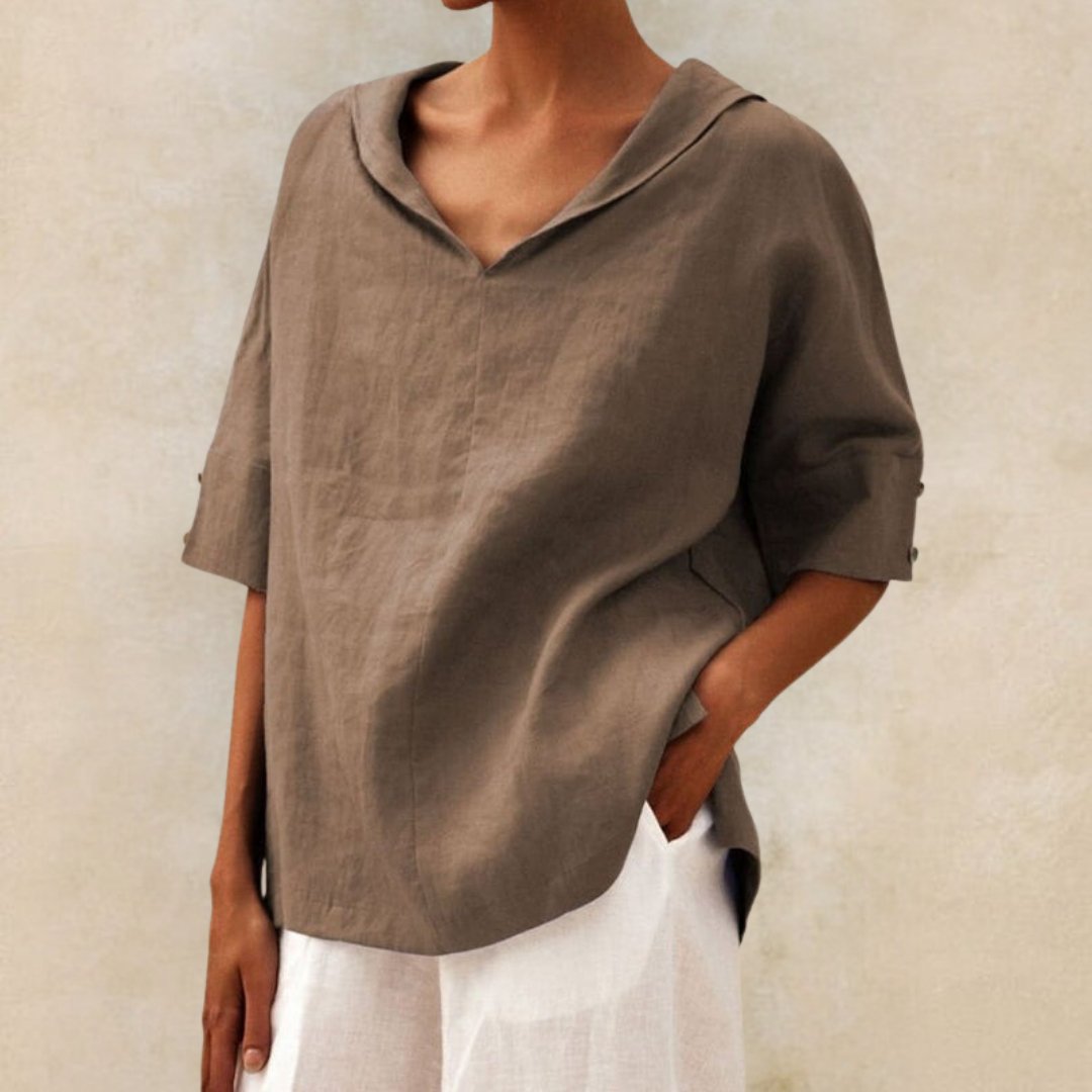 Janice ™ - Camisa de cuello en V casual femenina