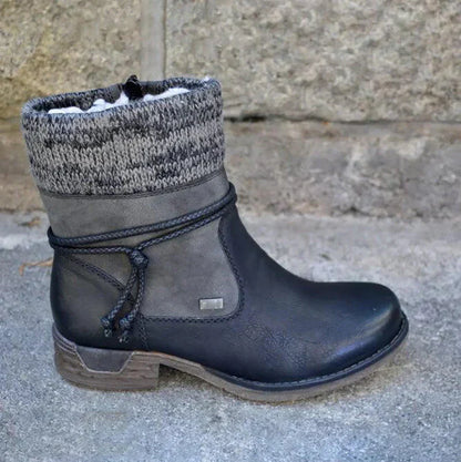 Herfst- en Winter Enkellaarzen Dames met Retro Ontwerp en Weerbestendige Zool